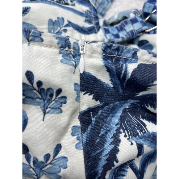 Farm Rio Anthropologie Denim Overalls Women Blue Floral Vacay Retro Boho Large - Picture 12 of 16